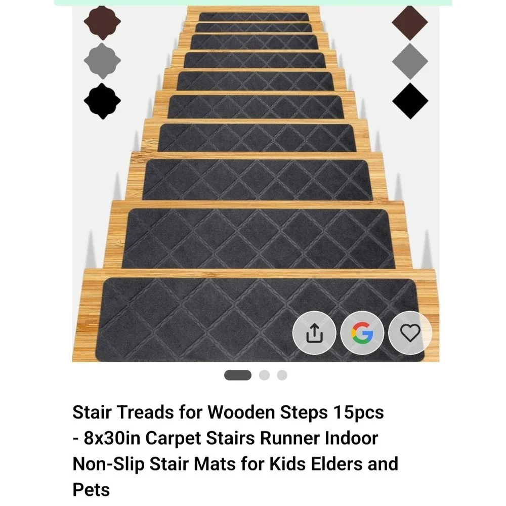 Stair Treads for Wooden Steps 15pcs - 8x30in Carpet Stairs Runner Indoor Non-...